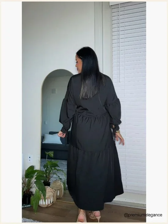 Long Sleeve Maxi Shirt Dress Button Down Loose Fit Swing Party - Picture 6 of 7